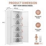 White Metal Kitchen Pantry Cabinet Adjustable Storage With 4 Shelves 110lb Capacity, Heavy Duty Freestanding Pantry Organizer For Kitchen, Pantry, Living Room - Image 5