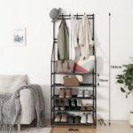 5-Tier Shoe Rack Shoe Storage For Entryway,Narrow Shoe Rack,Coat And Shoe Rack With 8 Hooks - Image 3
