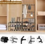 5-Tier Shoe Rack Shoe Storage For Entryway,Narrow Shoe Rack,Coat And Shoe Rack With 8 Hooks - Image 4