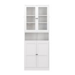 White Metal Kitchen Pantry Cabinet Adjustable Storage With 4 Shelves 110lb Capacity, Heavy Duty Freestanding Pantry Organizer For Kitchen, Pantry, Living Room - Image 4