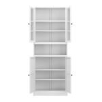 White Metal Kitchen Pantry Cabinet Adjustable Storage With 4 Shelves 110lb Capacity, Heavy Duty Freestanding Pantry Organizer For Kitchen, Pantry, Living Room - Image 3