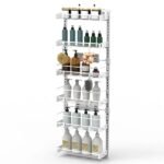 Over The Door Pantry Organizer 6-Tier Pantry Door Organizer Carbon Steel 110LBS Loading Easy Install Behind Door Storage For Closet Kitchen Bathroom 50.19'H 17.12'W 5.51'D - Image 4