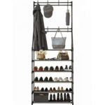 5-Tier Shoe Rack Shoe Storage For Entryway,Narrow Shoe Rack,Coat And Shoe Rack With 8 Hooks - Image 6