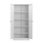 White Metal Kitchen Pantry Cabinet Adjustable Storage With 4 Shelves 110lb Capacity, Heavy Duty Freestanding Pantry Organizer For Kitchen, Pantry, Living Room - Image 2